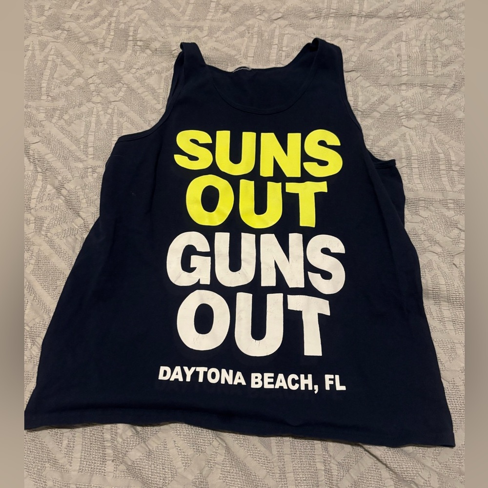 Daytona Beach Florida Suns Out Tank Top Adult Large Navy